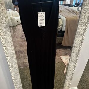 Zara Black Ribbed Midi Dress